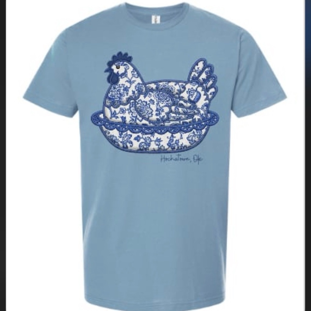 Hen on Nest Graphic T-Shirt with Chicken Design